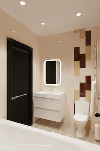 Фото № 1: Дизайн-проект совмещенного санузла 3.8  м² стиль Модернизм для ЖК Фрегат 2