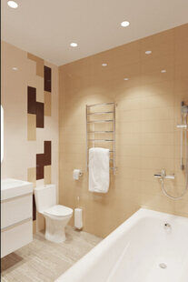 Фото № 3: Дизайн-проект совмещенного санузла 3.8  м² стиль Модернизм для ЖК Фрегат 2