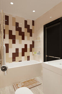 Фото № 2: Дизайн-проект совмещенного санузла 3.8  м² стиль Модернизм для ЖК Фрегат 2