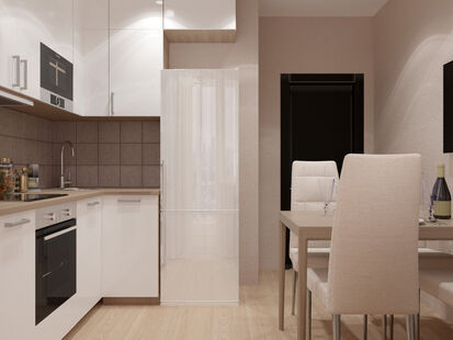 Фото № 1: Дизайн-проект кухни 5.1  м² стиль Модернизм для ЖК Фрегат 2