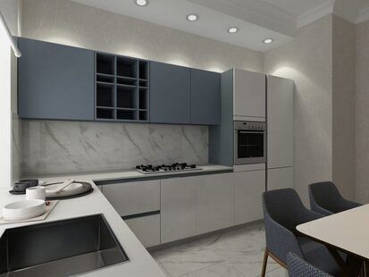 Фото № 1: Дизайн-проект кухни 12.0  м² стиль Минимализм для ЖК Родной город. Октябрьское поле