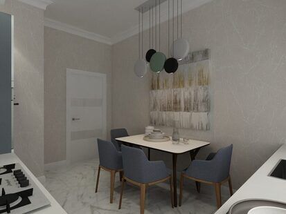 Фото № 2: Дизайн-проект кухни 12.0  м² стиль Минимализм для ЖК Родной город. Октябрьское поле