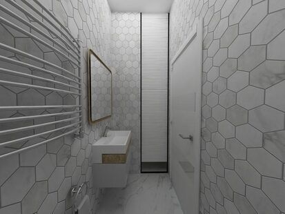 Фото № 2: Дизайн-проект туалета 1.6  м² стиль Минимализм для ЖК Родной город. Октябрьское поле