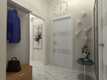 Фото № 2: Дизайн-проект прихожей 10.5  м² стиль Минимализм для ЖК Родной город. Октябрьское поле