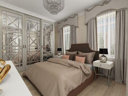 Фото № 3: Дизайн-проект спальни 15.4  м² стиль Классика для ЖК Родной город. Октябрьское поле