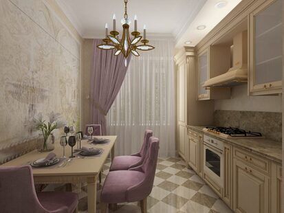 Фото № 1: Дизайн-проект кухни 12.0  м² стиль Классика для ЖК Родной город. Октябрьское поле