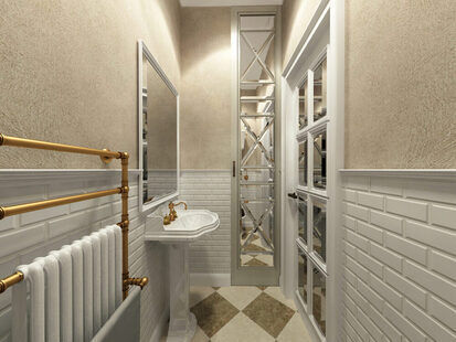 Фото № 2: Дизайн-проект туалета 1.6  м² стиль Классика для ЖК Родной город. Октябрьское поле