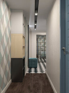 Фото № 2: Дизайн-проект прихожей 15.6  м² стиль Модернизм для ЖК Авиатор