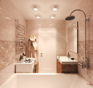 Фото № 2: Дизайн-проект ванной 3.2  м² стиль Модернизм для ЖК Алые паруса