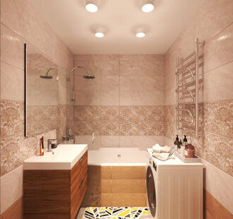 Фото № 1: Дизайн-проект ванной 3.2  м² стиль Модернизм для ЖК Алые паруса