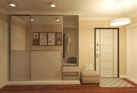 Фото № 1: Дизайн-проект прихожей 8.8  м² стиль Модернизм для ЖК Алые паруса