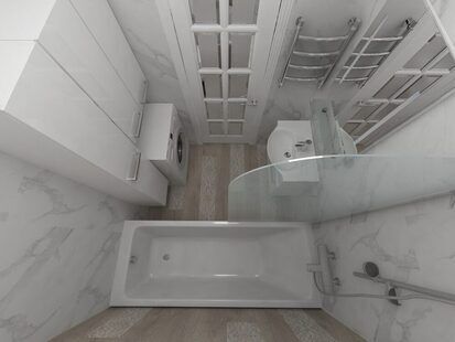 Фото № 2: Дизайн-проект ванной 3.2  м² стиль Прованс для ЖК Алые паруса