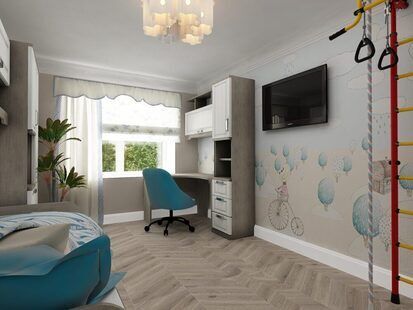 Фото № 1: Дизайн-проект детской 14.1  м² стиль Прованс для ЖК Алые паруса