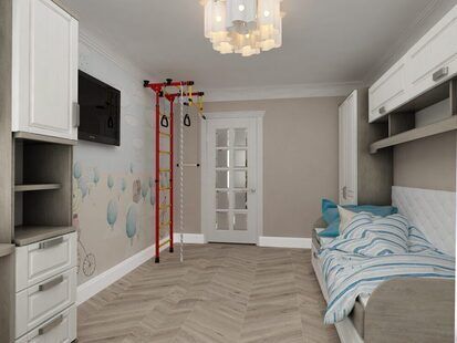 Фото № 2: Дизайн-проект детской 14.1  м² стиль Прованс для ЖК Алые паруса