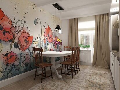 Фото № 1: Дизайн-проект кухни 14.0  м² стиль Прованс для ЖК Алые паруса