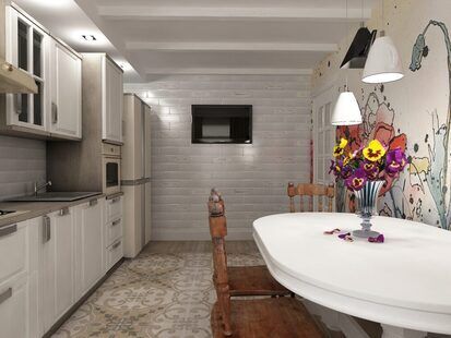 Фото № 3: Дизайн-проект кухни 14.0  м² стиль Прованс для ЖК Алые паруса