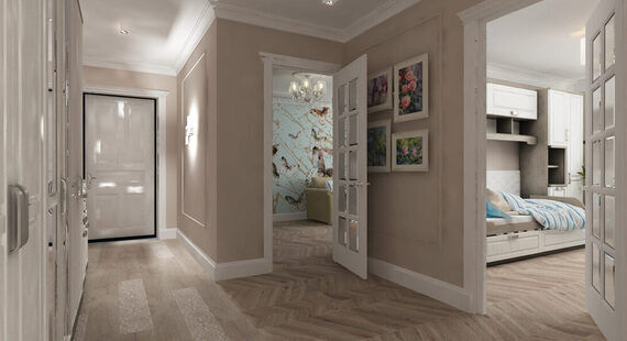 Прихожая: готовый дизайн проект в стиле "Прованс". Площадь 9.0 м² - фото №1