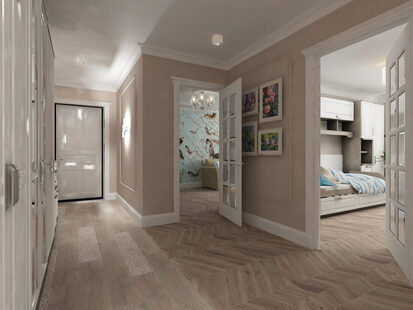 Фото № 1: Дизайн-проект прихожей 9.0  м² стиль Прованс для ЖК Алые паруса