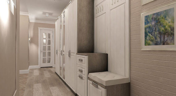 Прихожая: готовый дизайн проект в стиле "Прованс". Площадь 9.0 м² - фото №3