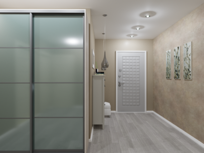 Фото № 1: Дизайн-проект прихожей 18.7  м² стиль Контемпорари для ЖК Алые паруса