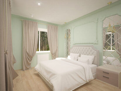 Фото № 1: Дизайн-проект спальни 15.1  м² стиль Современная классика для ЖК Мещера