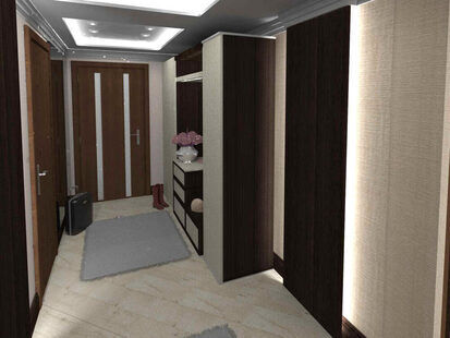 Фото № 2: Дизайн-проект прихожей 14.9  м² стиль Модернизм для ЖК Мещера