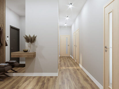 Фото № 1: Дизайн-проект прихожей 2.2  м² стиль Минимализм для ЖК Современный