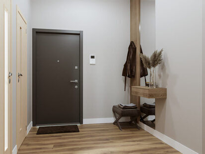 Фото № 2: Дизайн-проект прихожей 2.2  м² стиль Минимализм для ЖК Современный