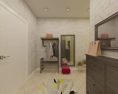 Фото № 1: Дизайн-проект прихожей 10.4  м² стиль Модернизм для ЖК Фрегат