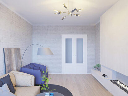 Фото № 2: Дизайн-проект зала 17.5  м² стиль Модернизм для ЖК Фрегат