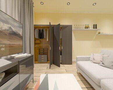 Фото № 1: Дизайн-проект кухни-гостиной 19.0  м² стиль Минимализм для ЖК Фрегат