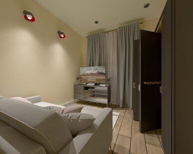 Фото № 5: Дизайн-проект кухни-гостиной 19.0  м² стиль Минимализм для ЖК Фрегат