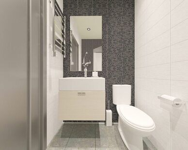 Фото № 2: Дизайн-проект совмещенного санузла 3.1  м² стиль Минимализм для ЖК Фрегат