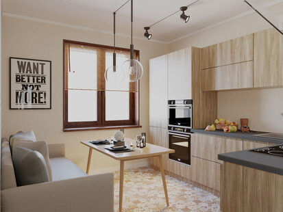 Фото № 2: Дизайн-проект кухни 10.1  м² стиль Лофт для ЖК Фрегат 2