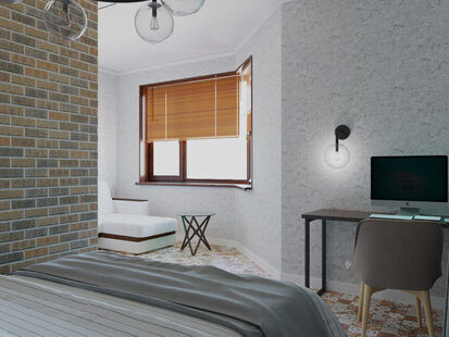 Фото № 1: Дизайн-проект спальни 19.5  м² стиль Лофт для ЖК Фрегат 2