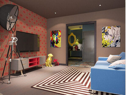 Фото № 1: Дизайн-проект зала 20.0  м² стиль Поп-арт для ЖК Фрегат 2