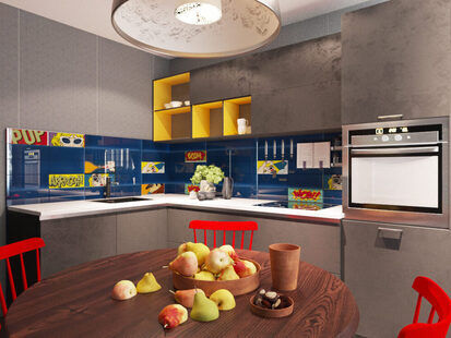 Фото № 1: Дизайн-проект кухни 10.0  м² стиль Поп-арт для ЖК Фрегат 2