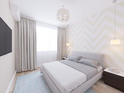 Фото № 1: Дизайн-проект спальни 11.2  м² стиль Скандинавский для ЖК Фрегат 2