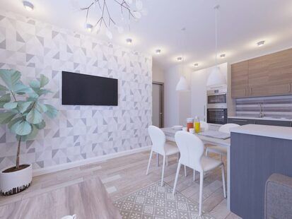 Фото № 1: Дизайн-проект кухни-гостиной 19.1  м² стиль Скандинавский для ЖК Фрегат 2