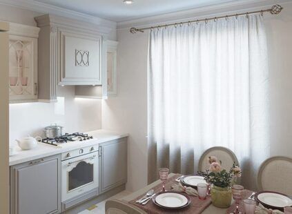 Фото № 1: Дизайн-проект кухни 9.1  м² стиль Прованс для ЖК Каскад