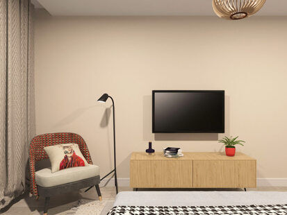 Фото № 2: Дизайн-проект спальни 13.3  м² Скандинавский стиль для ЖК Смайлино