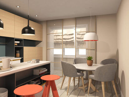 Фото № 4: Дизайн-проект кухни 14.8  м² Скандинавский стиль для ЖК Смайлино