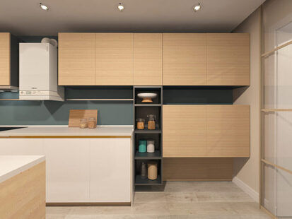 Фото № 2: Дизайн-проект кухни 14.8  м² Скандинавский стиль для ЖК Смайлино