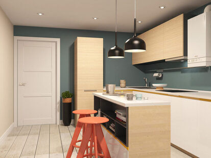 Фото № 1: Дизайн-проект кухни 14.8  м² Скандинавский стиль для ЖК Смайлино