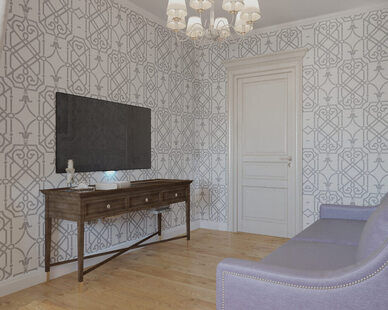 Фото № 1: Дизайн-проект зала 13.5  м² стиль Скандинавский для ЖК Каскад