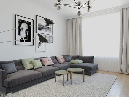 Фото № 1: Дизайн-проект зала 19.5  м² стиль Скандинавский для ЖК Новый город