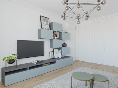 Фото № 2: Дизайн-проект зала 19.5  м² стиль Скандинавский для ЖК Новый город