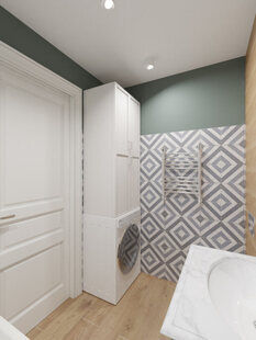 Фото № 2: Дизайн-проект совмещенного санузла 3.8 кв.м стиль Скандинавский для ЖК Новый город