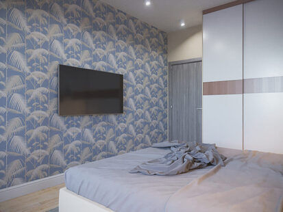 Фото № 2: Дизайн-проект спальни 17.7  м² стиль Скандинавский для ЖК На набережной