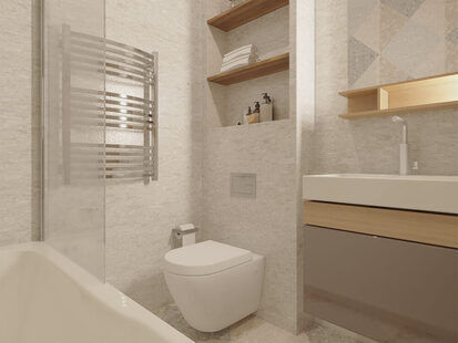 Фото № 1: Дизайн-проект совмещенного санузла 3.6  м² стиль Скандинавский для ЖК На набережной